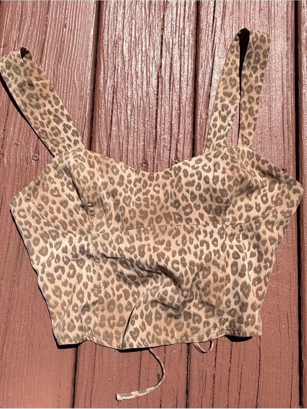 Victoria's Secret S PINK Animal Leopard Print Cropped Corset Style Tank Top